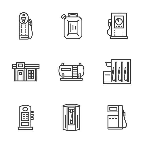 Station service ligne noire collection d'icônes vectorielles — Image vectorielle