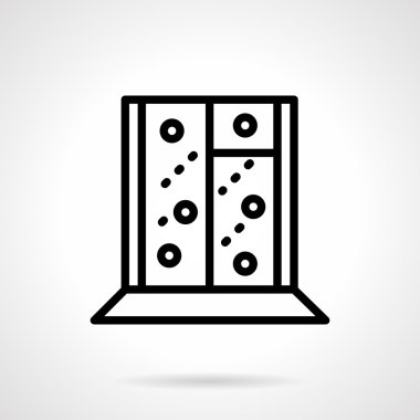 Black simple line snowy window vector icon
