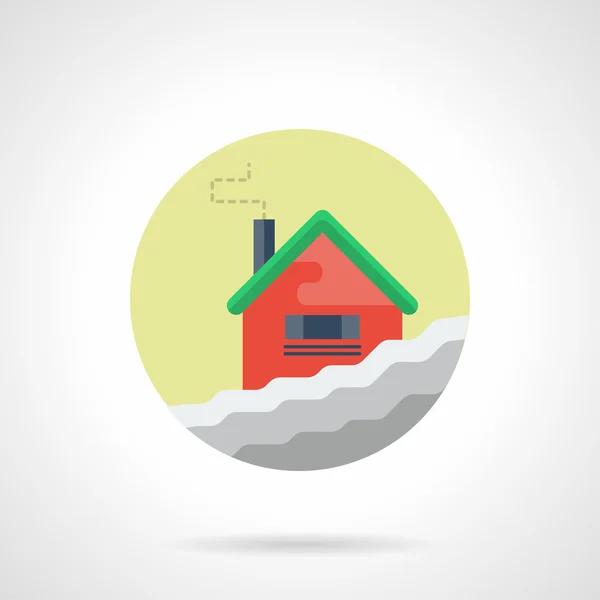 Winter house round flat color vector icon — Stock Vector