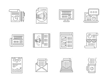 Web publications line icons vector collection