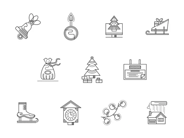 Merry Christmas line vector icons set — Stockvector