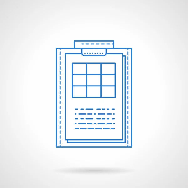 Clipboard with checklist blue line vector icon — Stock vektor