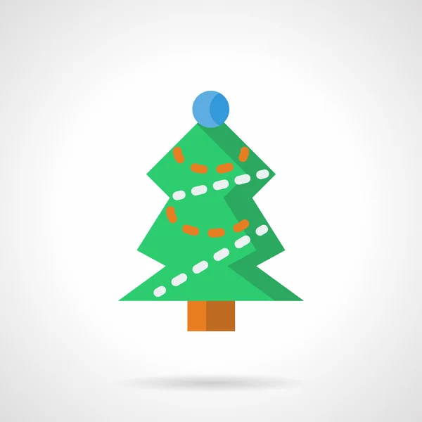 Green Xmas tree flat color vector icon — Stok Vektör