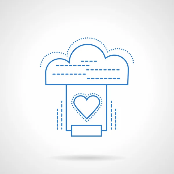 Cloud services blue flat line vector icon — 스톡 벡터