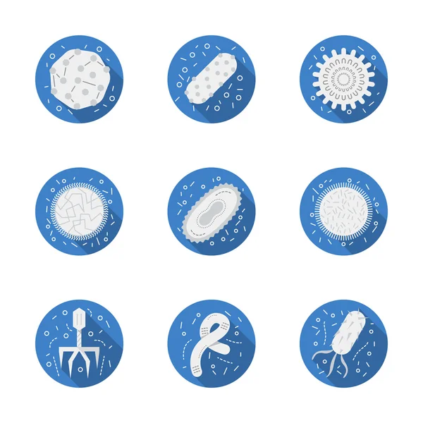Pathogens round blue vector icons collection — Stock Vector