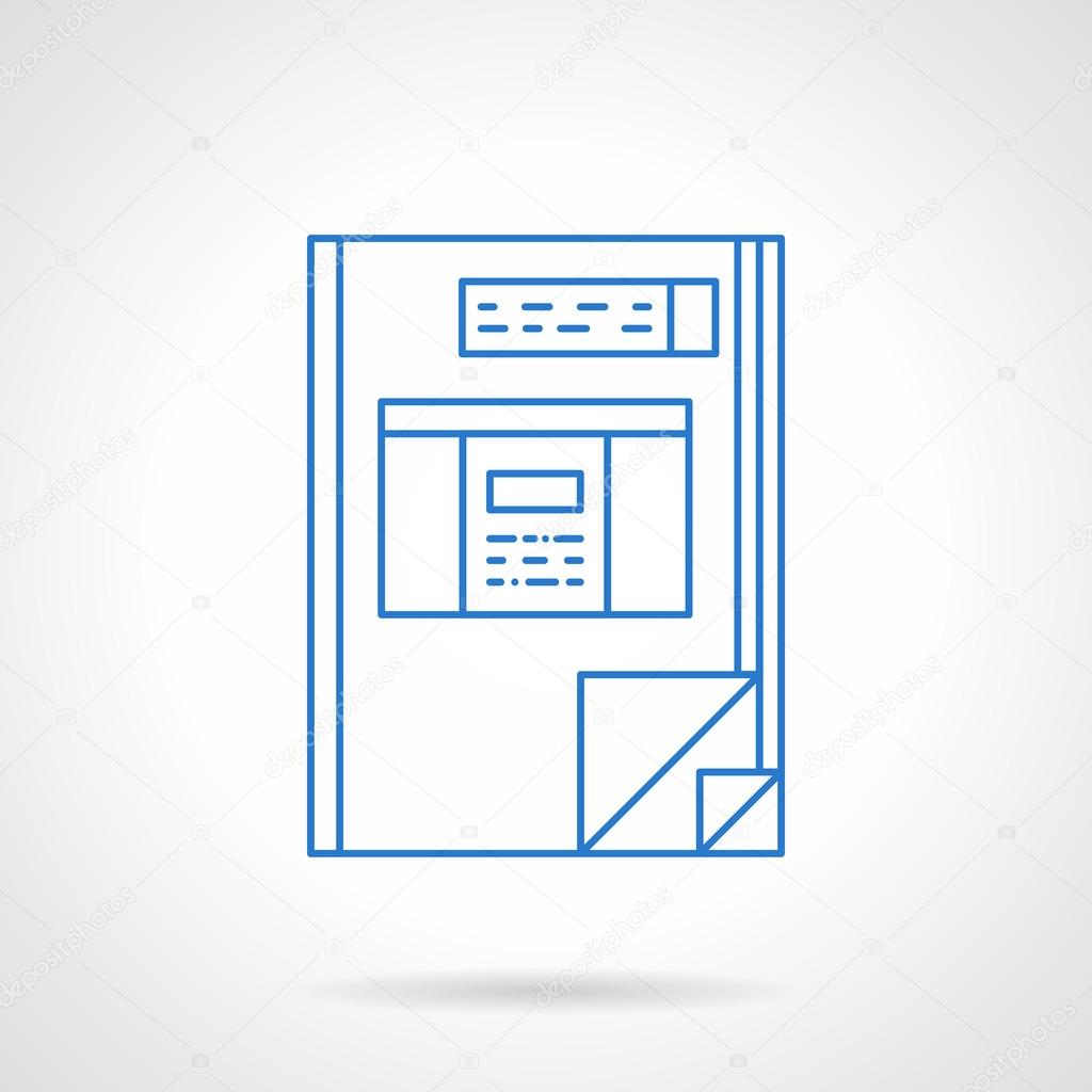 Book accounting blue flat line vector icon