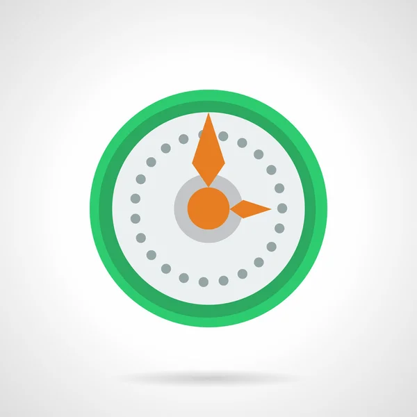 Green round wall clock flat color vector icon — Stock vektor