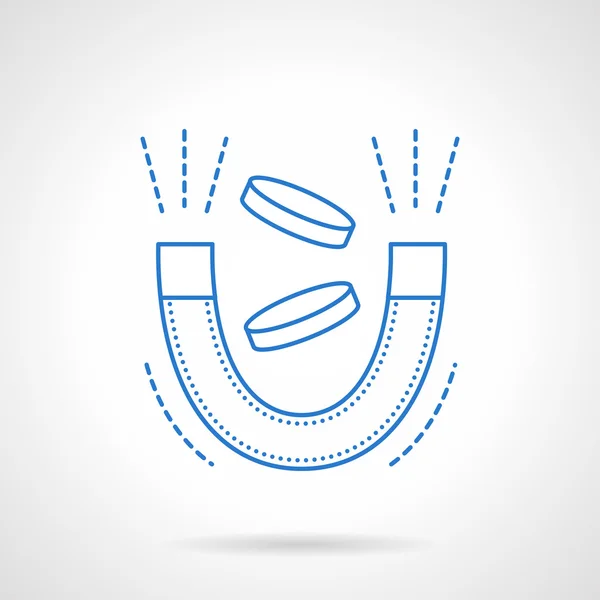 Magnet with coins blue flat line vector icon — ストックベクタ