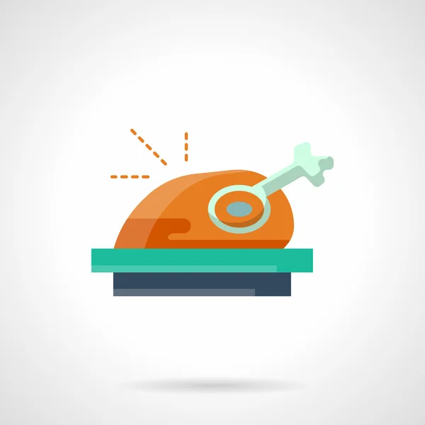 Stylish flat color roasted poultry vector icon — Stockový vektor