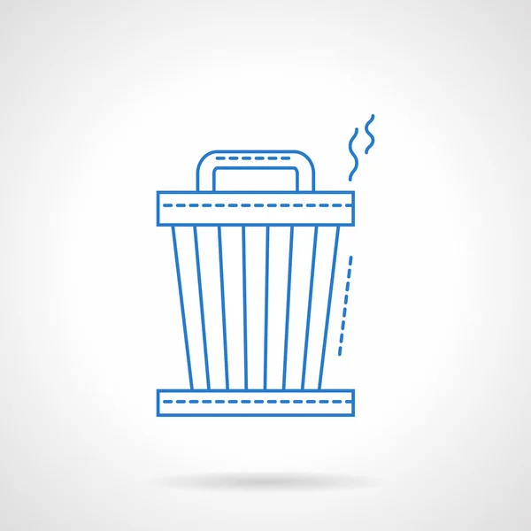 Blue flat line trash can vector icon — Stock vektor