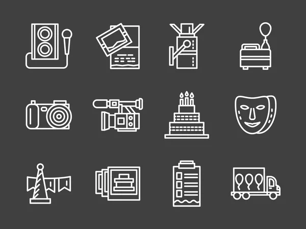 White line vector icons for party — Stockvector