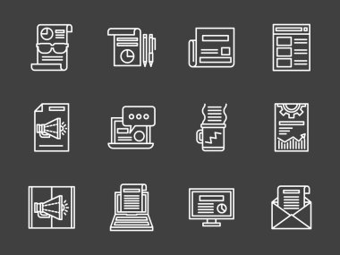 White line marketing vector icons set