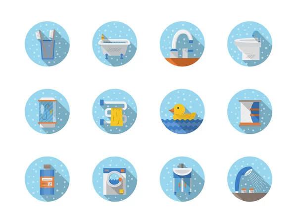 Ванная комната и гигиена круглые плоские векторные иконки — стоковый вектор