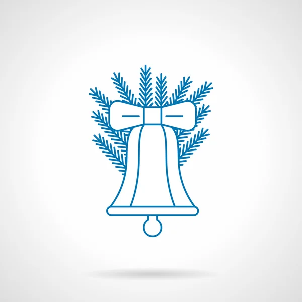 Campana di Natale classica sottile linea blu icona vettoriale — Vettoriale Stock