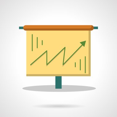 Yellow roller board with graph flat vector icon