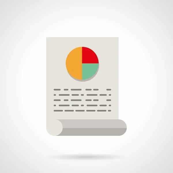 Document with pie chart flat vector icon — Stock vektor