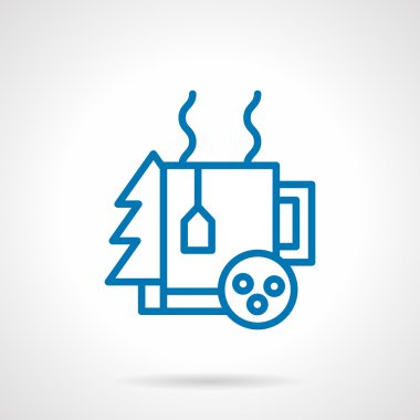 Simple blue line winter tea vector icon