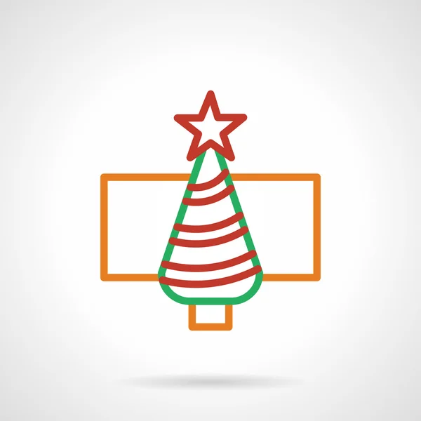 Color simple line New Year tree vector icon — Stockový vektor