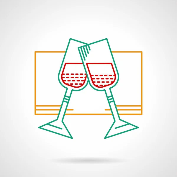 Lunettes avec icône vectorielle de couleur mince de vin — Image vectorielle