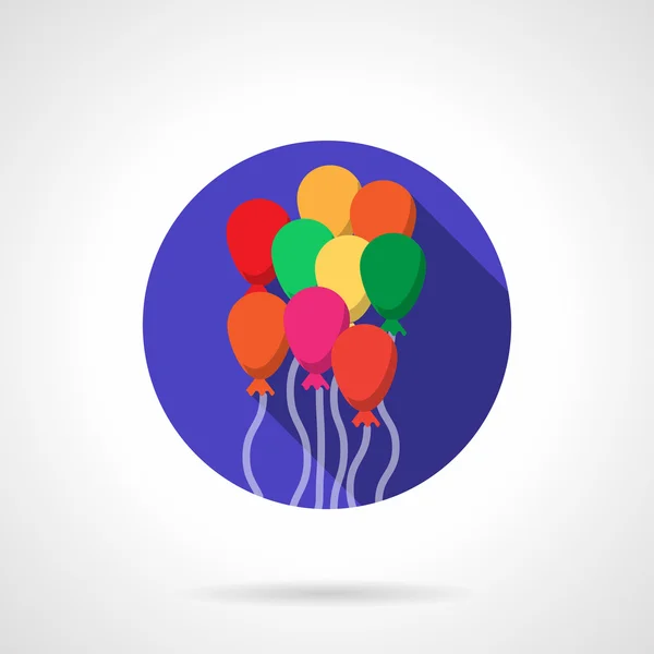 Parlak renkli balonlar düz vektör simge yuvarlak — Stok Vektör