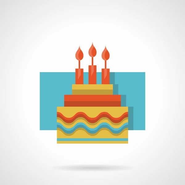 Tarta de cumpleaños icono vector de color plano — Vector de stock