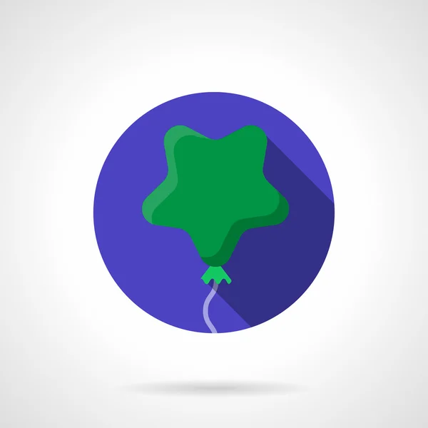 Green star shaped balloon flat round vector icon — Stock Vector