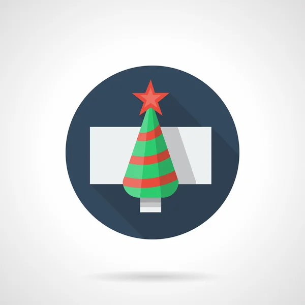 Fir-tree with red decor round flat vector icon — Stok Vektör