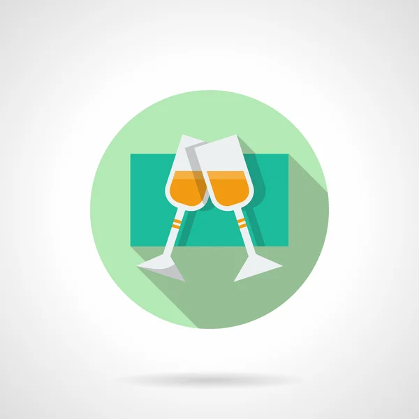 Icono de vector plano redondo para copas de champán par — Archivo Imágenes Vectoriales