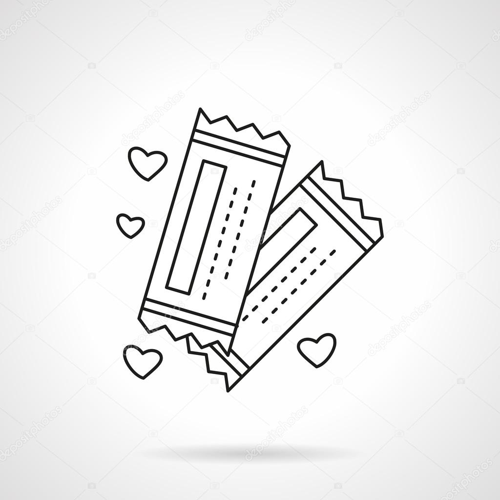 Romantic tickets flat line vector icon