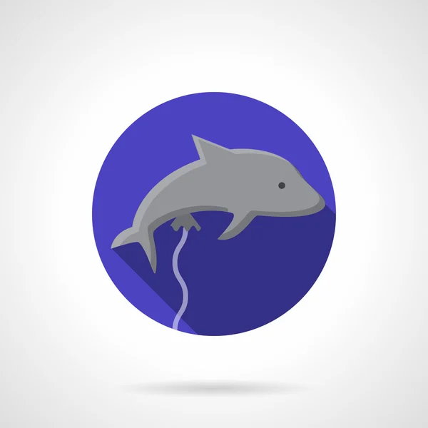 Gray dolphin balloon flat round vector icon — Stok Vektör