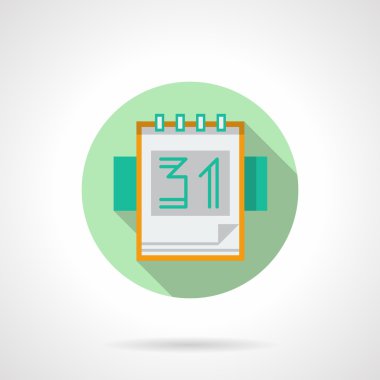Round flat vector icon for tear-off calendar