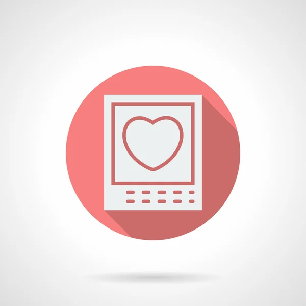 Round pink love photo flat vector icon — Stok Vektör