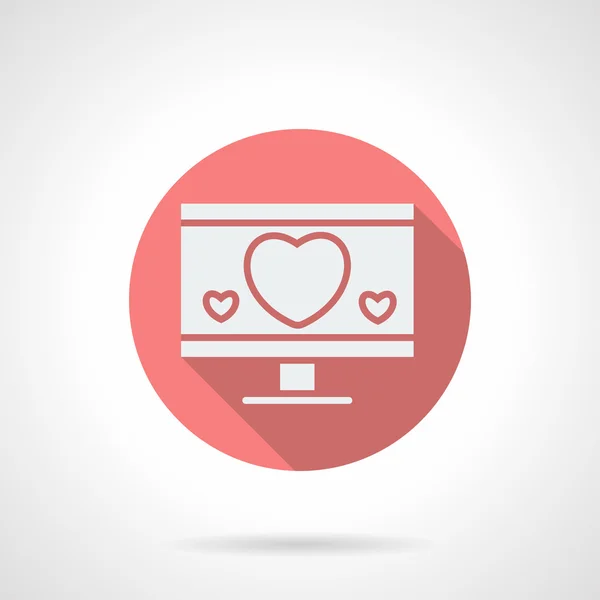 Round pink love chat flat vector icon — Stok Vektör