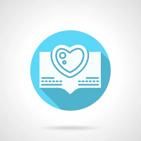 Round blue love greeting flat vector icon — Stockvector