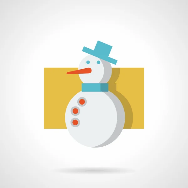 Снеговик с плоской иконкой вектора цвета голубой шляпы — стоковый вектор