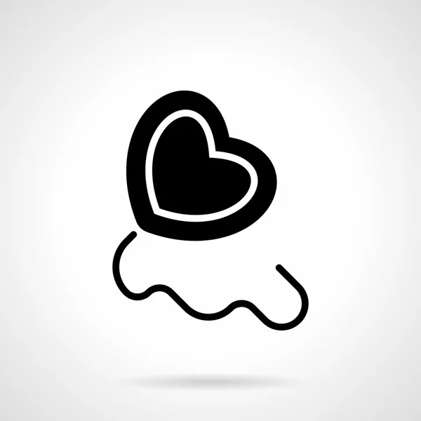 Black silhouette heart balloon vector icon — Stockový vektor