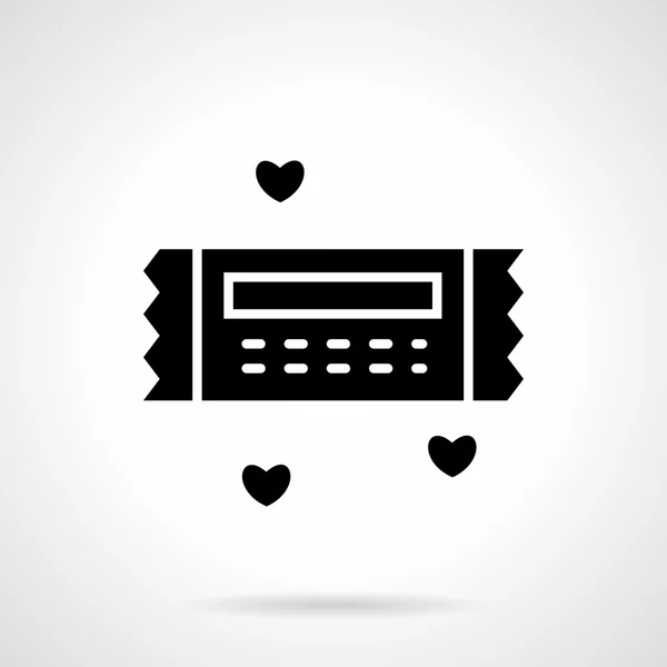 Valentines gift coupon black vector icon — Stok Vektör