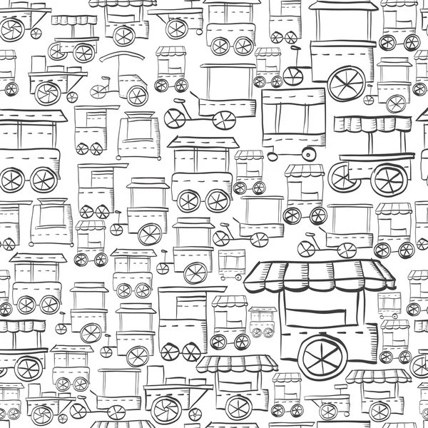 Seamless sketch vector pattern for street trade — Stockvector