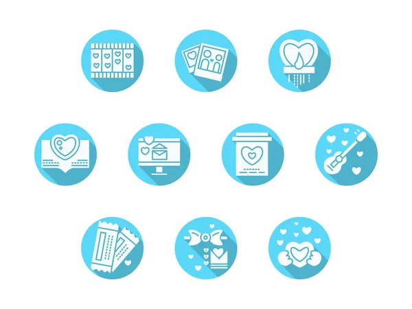 Valentines Day party blue round vector icons — ストックベクタ