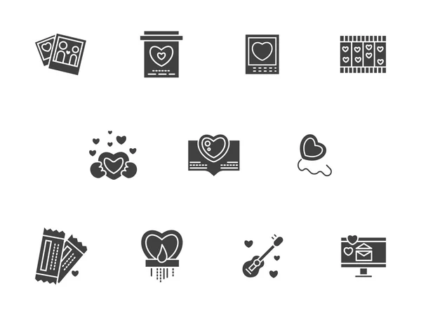 Black silhouette Valentines Day vector icons — Stock Vector