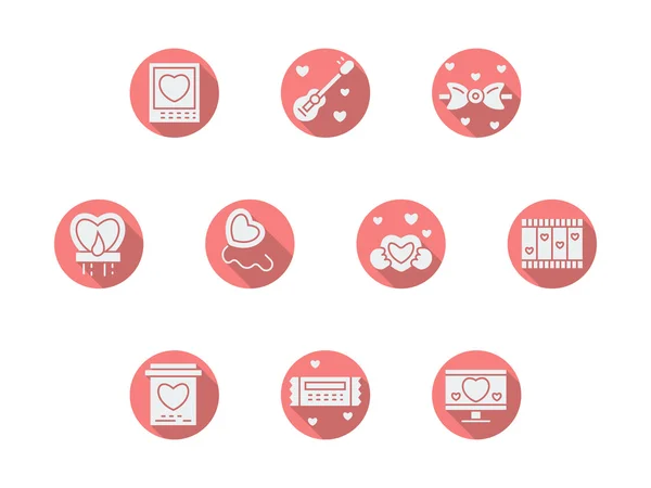 Round pink romance vector icons — Stock Vector