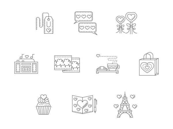 Thin line style love story vector icons — Stock Vector