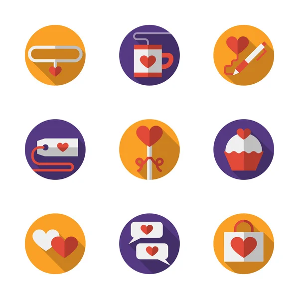 Dating and love round flat color vector icons — Wektor stockowy