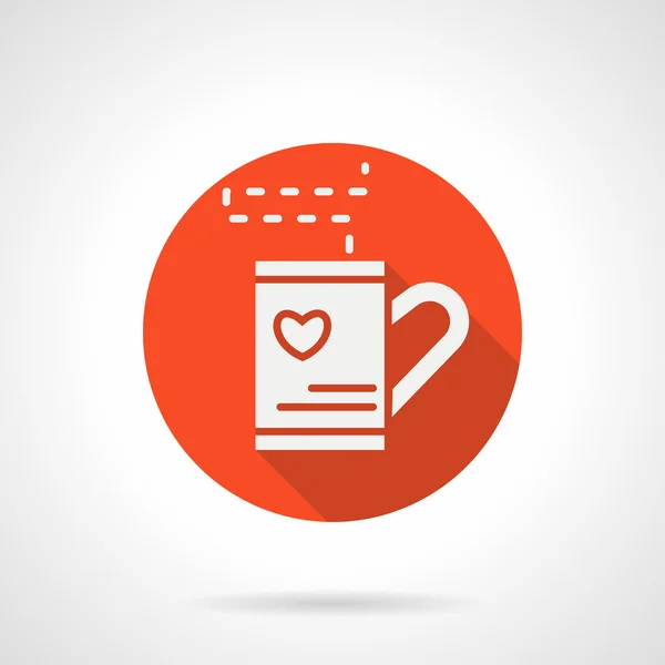 Red love tea cup round vector icon — 스톡 벡터
