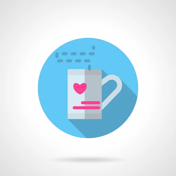 Valentines tea round flat vector icon — Stock vektor