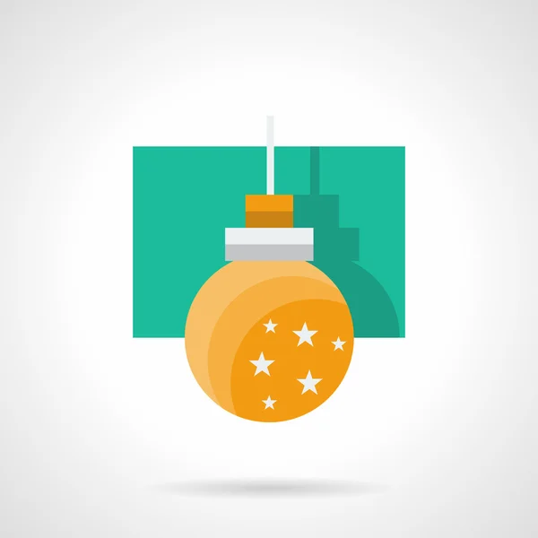 Yellow Xmas bauble flat vector icon — Stock Vector