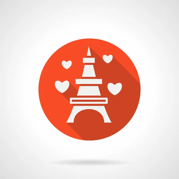 Torre Eiffel ícone romântico viagem vetorial plana — Vetor de Stock