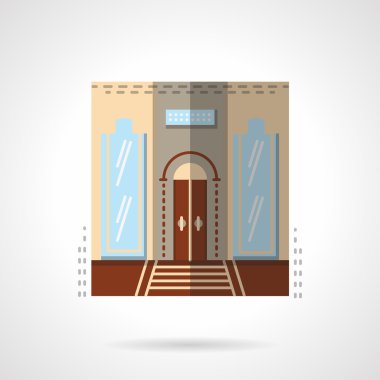 Hotel entrance flat color vector icon.