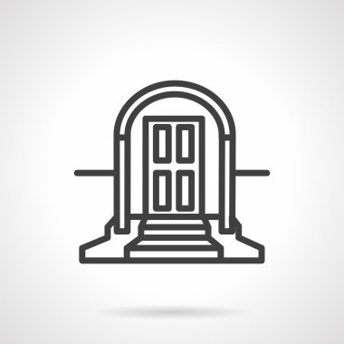 Front door with arch simple line vector icon