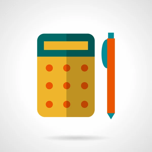 School supply flat vector icon. Yellow calculator — Wektor stockowy